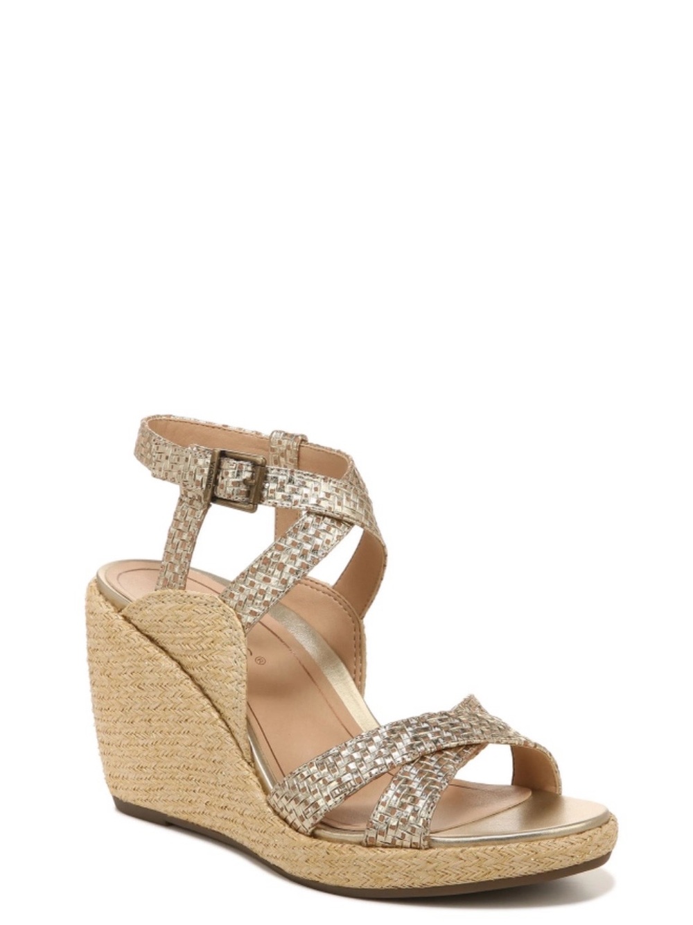 Vionic Bonita Wedge Sandal In Beige And Gold
Size 9
In Excellent Condition
Com